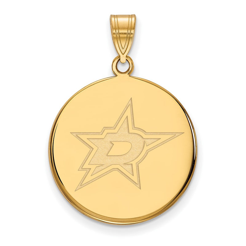 Gold Plated Sterling Silver Nhl Logoart Dallas Stars Large Disc Pendant