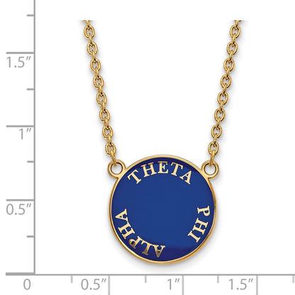Gold Plated Sterling Silver Logoart Theta Phi Alpha Sorority Text Large Color Enamel Pendant 18 Inch Necklace