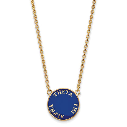 Gold Plated Sterling Silver Logoart Theta Phi Alpha Sorority Text Large Color Enamel Pendant 18 Inch Necklace