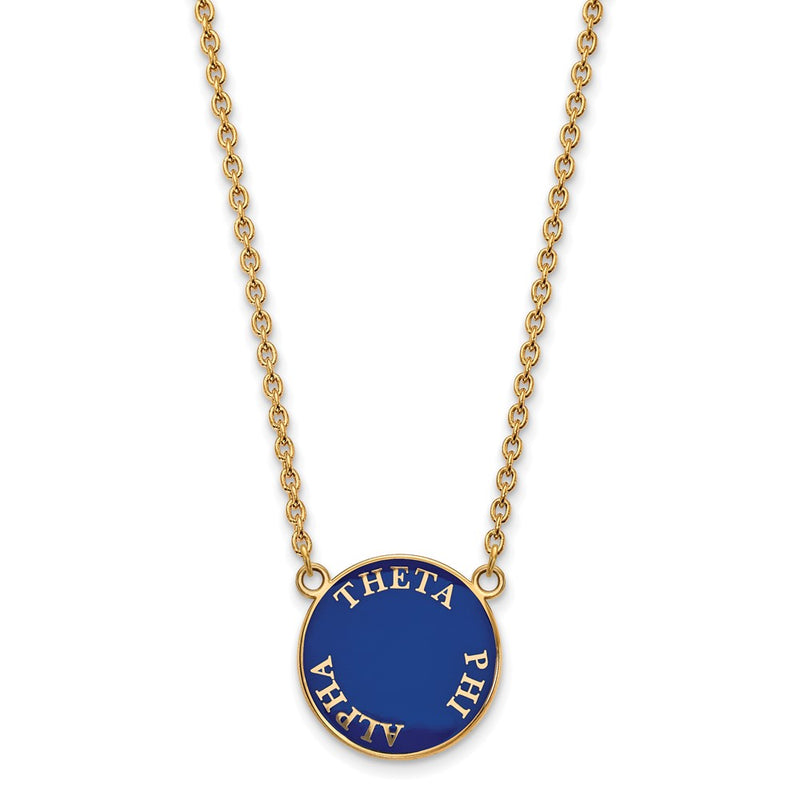 Gold Plated Sterling Silver Logoart Theta Phi Alpha Sorority Text Large Color Enamel Pendant 18 Inch Necklace