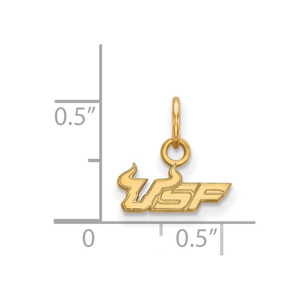 Gold Plated Sterling Silver Logoart University Of South Florida U S F Extra Small Pendant
