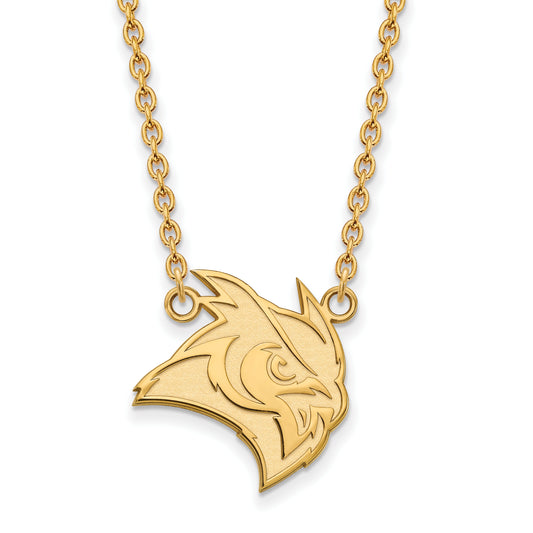 10K Yellow Gold Logoart Rice University Owl Large Pendant 18 Inch Necklace