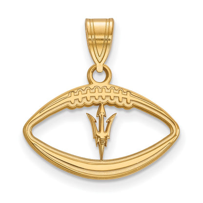 Gold Plated Sterling Silver Logoart Arizona State University Pitchfork In Football Pendant