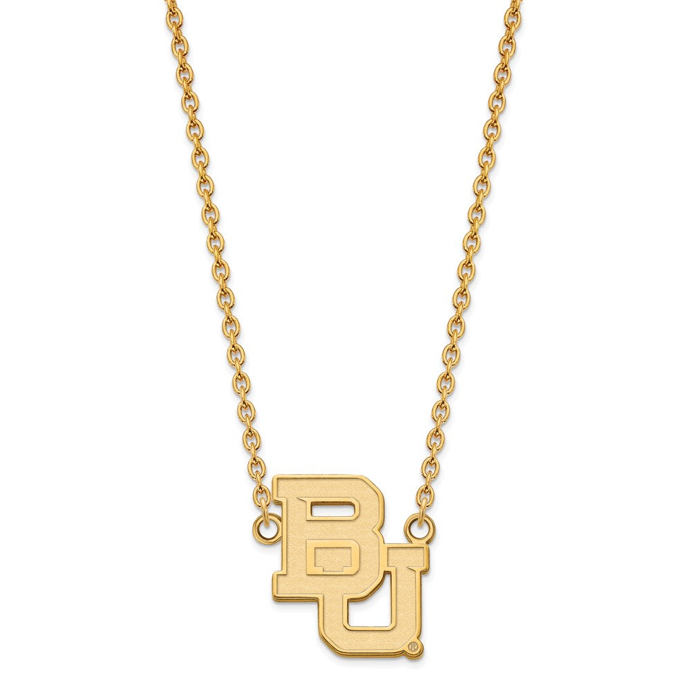 Gold Plated Sterling Silver Logoart Baylor University Bears Large Pendant 18 Inch Necklace