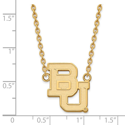 10K Yellow Gold Logoart Baylor University Bears Large Pendant 18 Inch Necklace