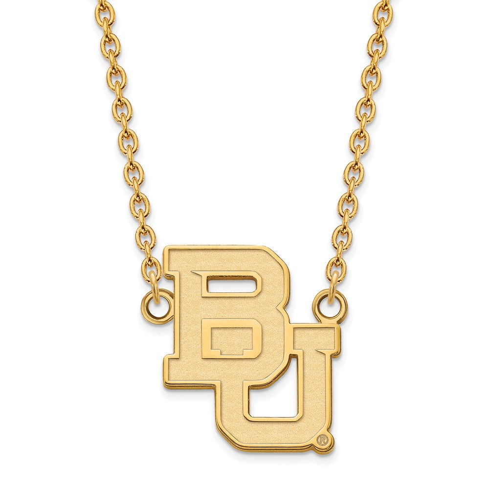 Gold Plated Sterling Silver Logoart Baylor University Bears Large Pendant 18 Inch Necklace