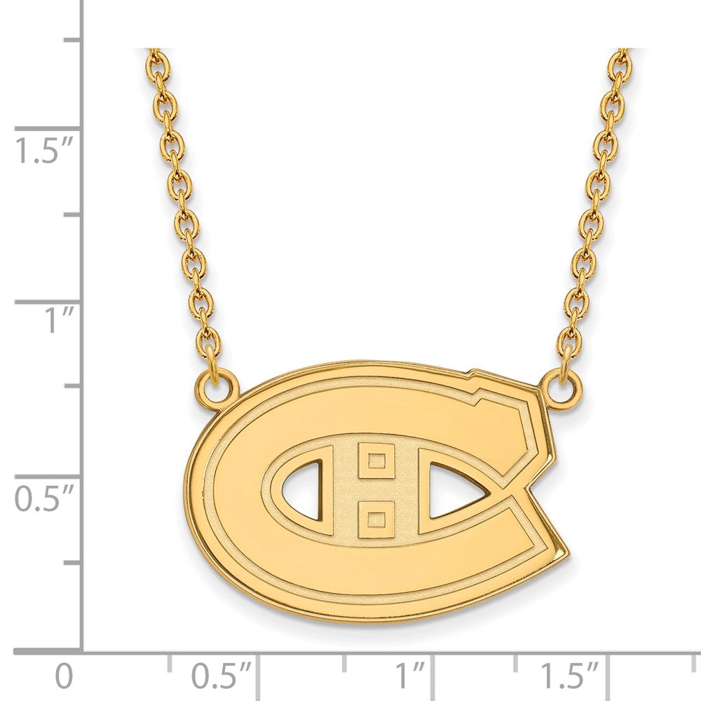 Gold Plated Sterling Silver Nhl Logoart Montreal Canadiens Large Pendant 18 Inch Necklace
