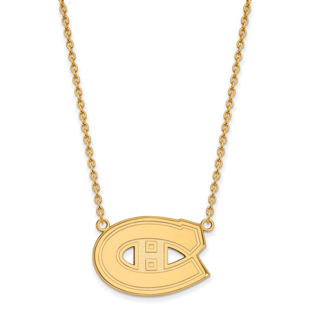 14K Yellow Gold Nhl Logoart Montreal Canadiens Large Pendant 18 Inch Necklace