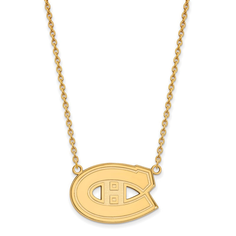 14K Yellow Gold Nhl Logoart Montreal Canadiens Large Pendant 18 Inch Necklace