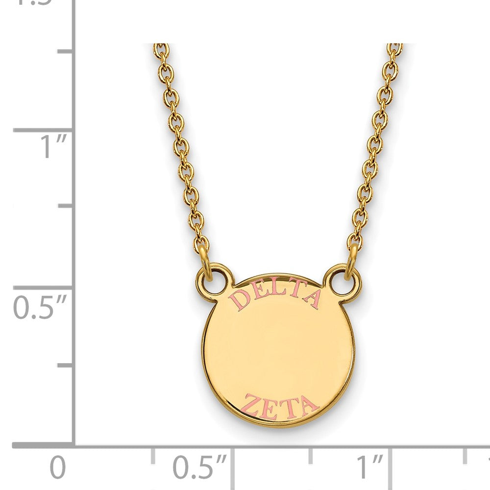 Gold Plated Sterling Silver Logoart Delta Zeta Sorority Text Small Color Enamel Pendant 18 Inch Necklace