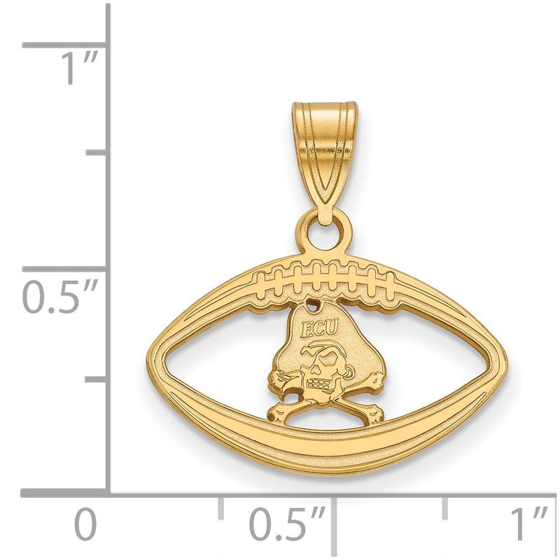 Gold Plated Sterling Silver Logoart East Carolina University Pirate Football Pendant