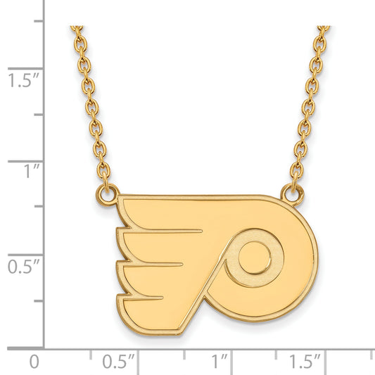 10K Yellow Gold Nhl Logoart Philadelphia Flyers Large Pendant 18 Inch Necklace