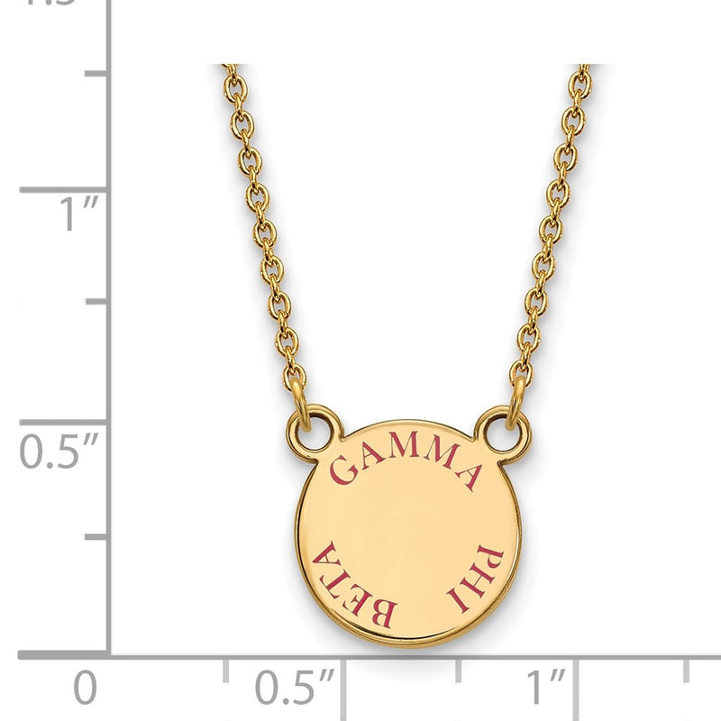 Gold Plated Sterling Silver Logoart Gamma Phi Beta Sorority Text Small Color Enamel Pendant 18 Inch Necklace