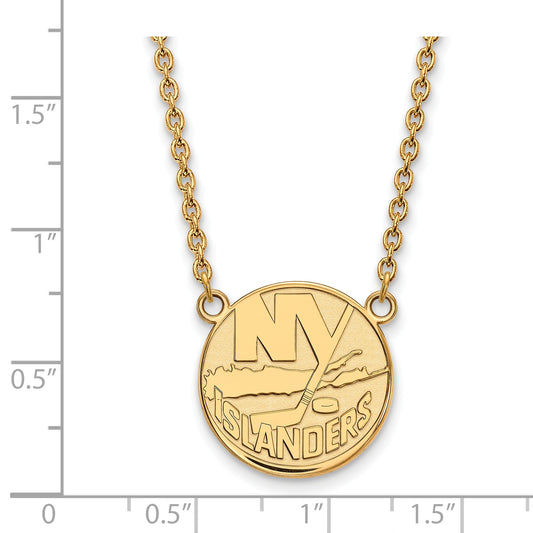 10K Yellow Gold Nhl Logoart New York Islanders Large Pendant 18 Inch Necklace