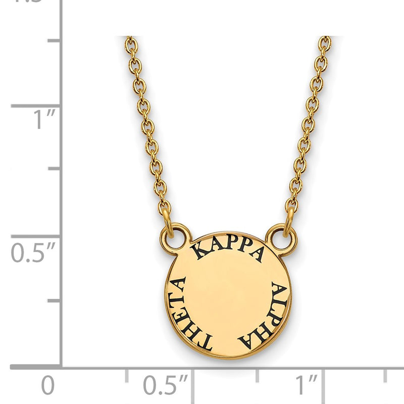Gold Plated Sterling Silver Logoart Kappa Alpha Theta Sorority Text Small Color Enamel Pendant 18 Inch Necklace
