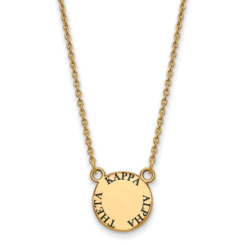 Gold Plated Sterling Silver Logoart Kappa Alpha Theta Sorority Text Small Color Enamel Pendant 18 Inch Necklace