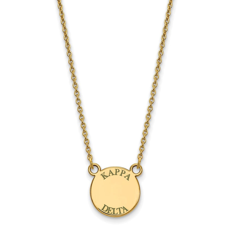 Gold Plated Sterling Silver Logoart Kappa Delta Sorority Text Small Color Enamel Pendant 18 Inch Necklace