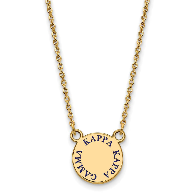 Gold Plated Sterling Silver Logoart Kappa Gamma Sorority Text Small Color Enamel Pendant 18 Inch Necklace