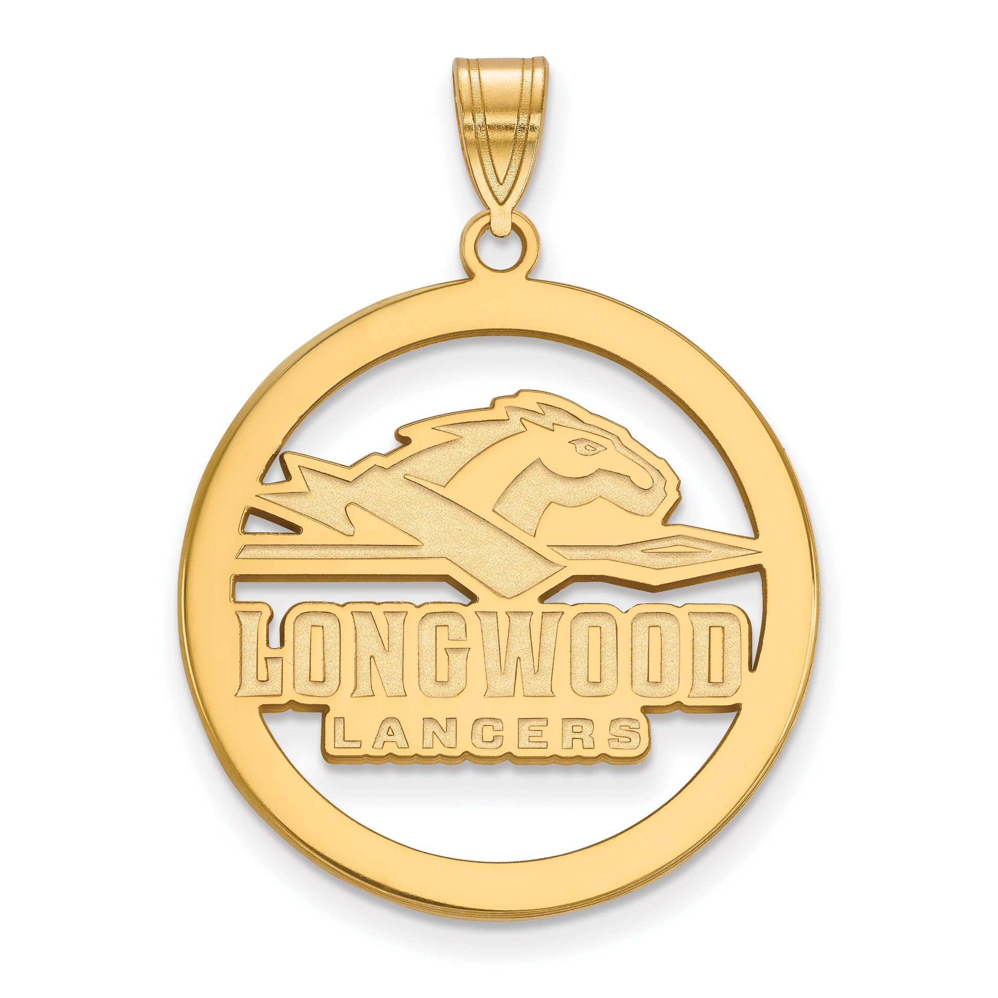 Gold Plated Sterling Silver Logoart Longwood University Lancers Large Circle Pendant