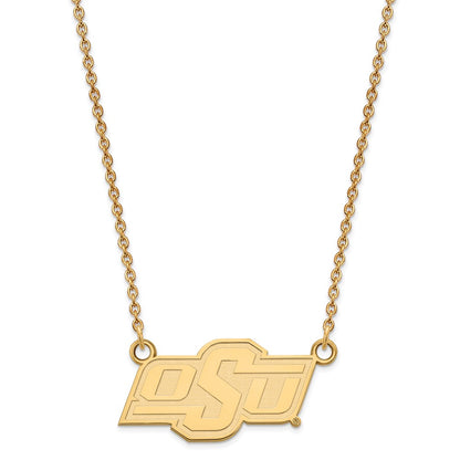 14K Yellow Gold Logoart Oklahoma State University O S U Small Pendant 18 Inch Necklace