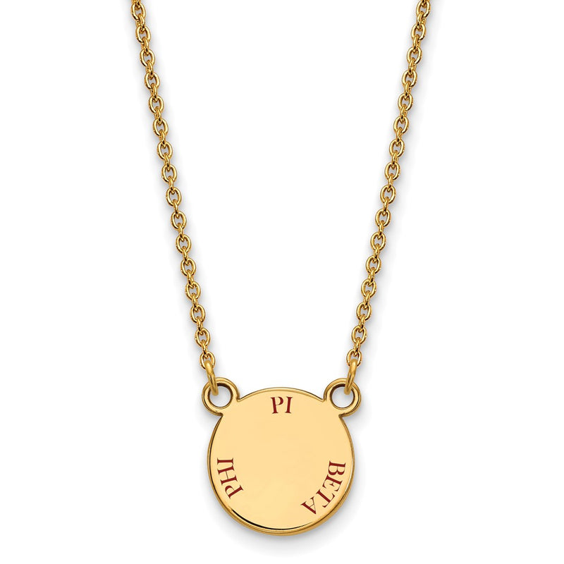 Gold Plated Sterling Silver Logoart Pi Beta Phi Sorority Text Small Color Enamel Pendant 18 Inch Necklace