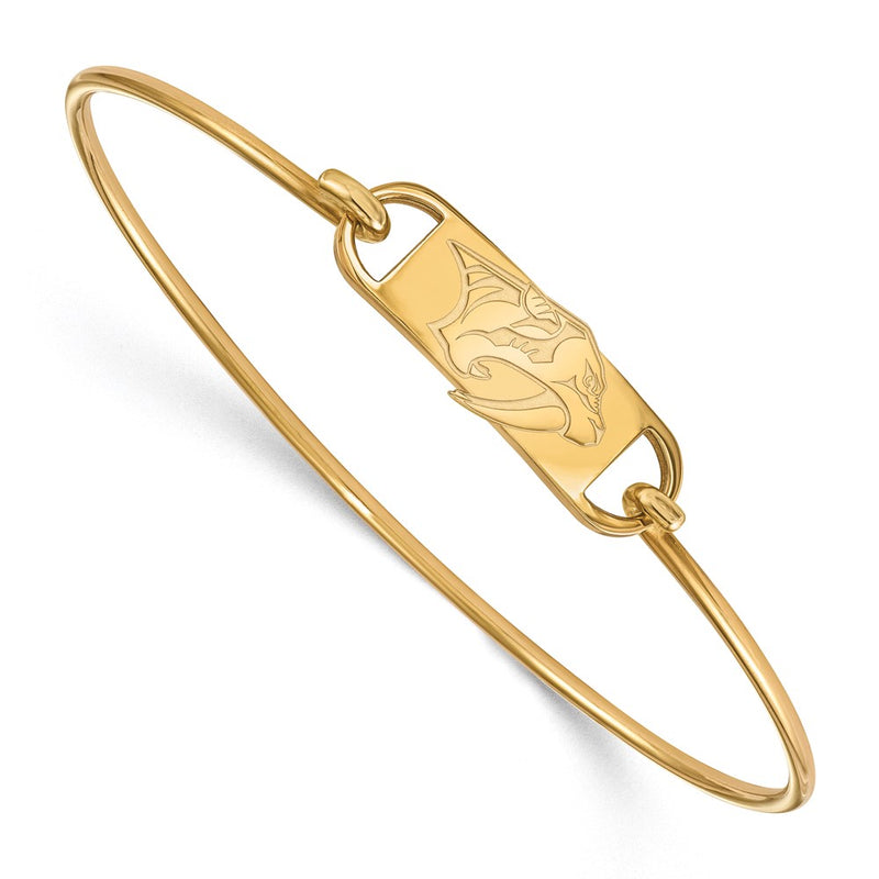 Gold Plated Sterling Silver Nhl Logoart Nashville Predators Small Center 7 Inch Wire Bangle