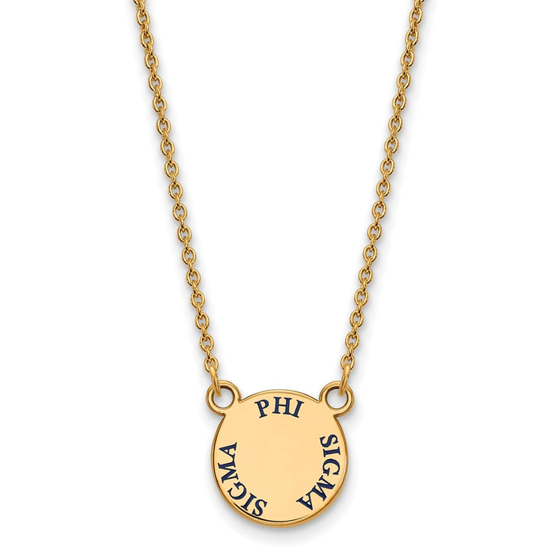 Gold Plated Sterling Silver Logoart Phi Sigma Sorority Text Small Color Enamel Pendant 18 Inch Necklace