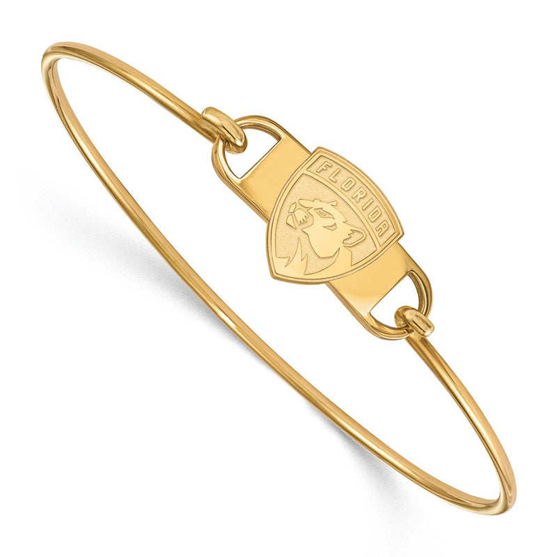 Gold Plated Sterling Silver Nhl Logoart Florida Panthers Small Center 7 Inch Wire Bangle