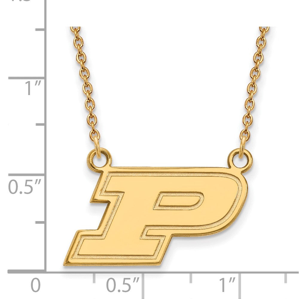 14K Yellow Gold Logoart Purdue University Letter P Small Pendant 18 Inch Necklace