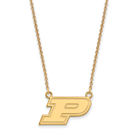 10K Yellow Gold Logoart Purdue University Letter P Small Pendant 18 Inch Necklace