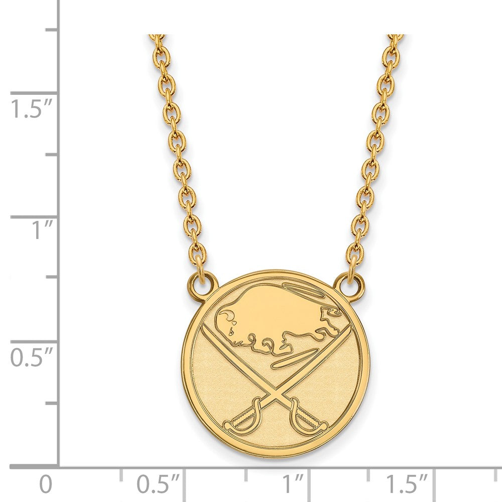 Gold Plated Sterling Silver Nhl Logoart Buffalo Sabres Large Pendant 18 Inch Necklace