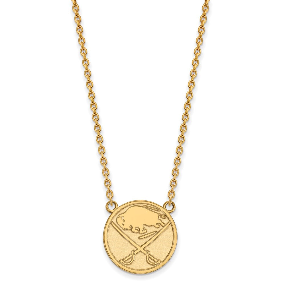 Gold Plated Sterling Silver Nhl Logoart Buffalo Sabres Large Pendant 18 Inch Necklace