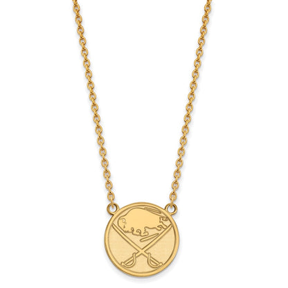 Gold Plated Sterling Silver Nhl Logoart Buffalo Sabres Large Pendant 18 Inch Necklace