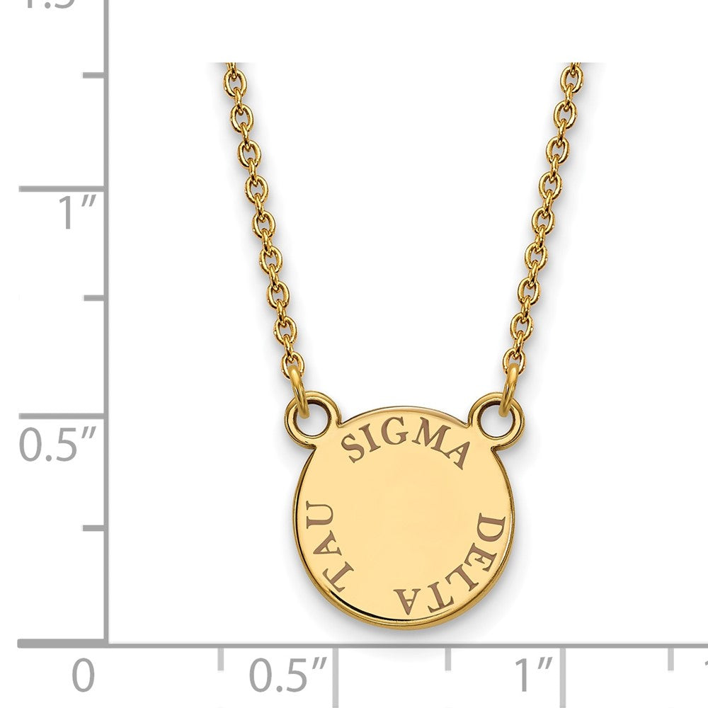 Gold Plated Sterling Silver Logoart Sigma Delta Tau Sorority Text Small Color Enamel Pendant 18 Inch Necklace