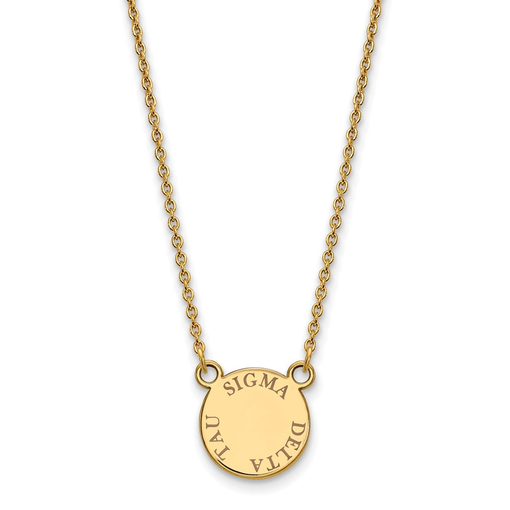 Gold Plated Sterling Silver Logoart Sigma Delta Tau Sorority Text Small Color Enamel Pendant 18 Inch Necklace
