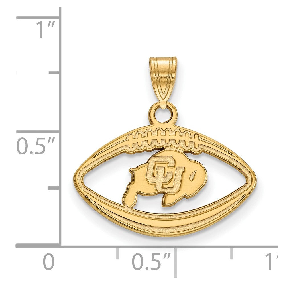 Gold Plated Sterling Silver Logoart University Of Colorado Buffalo Football Pendant
