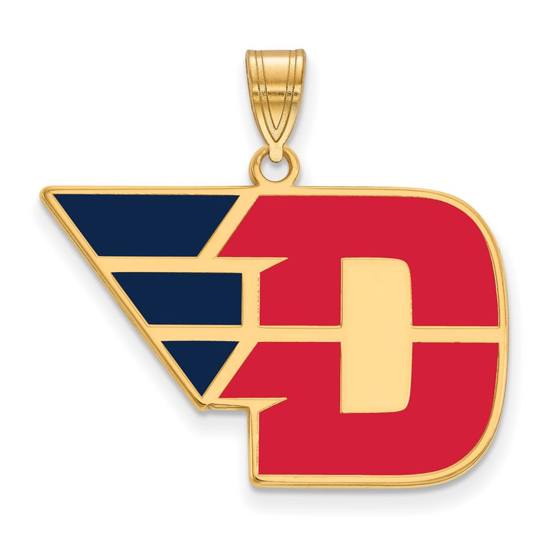 Gold Plated Sterling Silver Logoart University Of Dayton Large Enameled Pendant