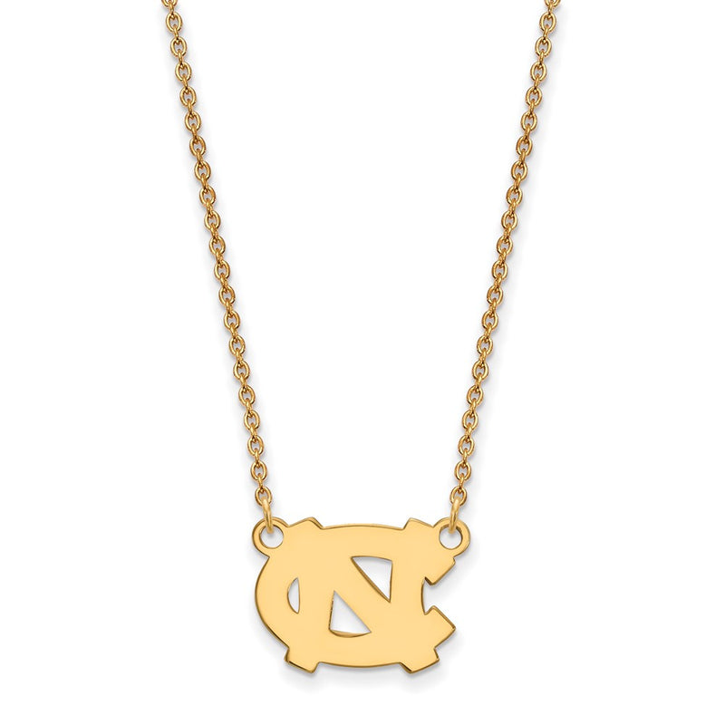 Gold Plated Sterling Silver Logoart University Of North Carolina N C Small Pendant 18 Inch Necklace