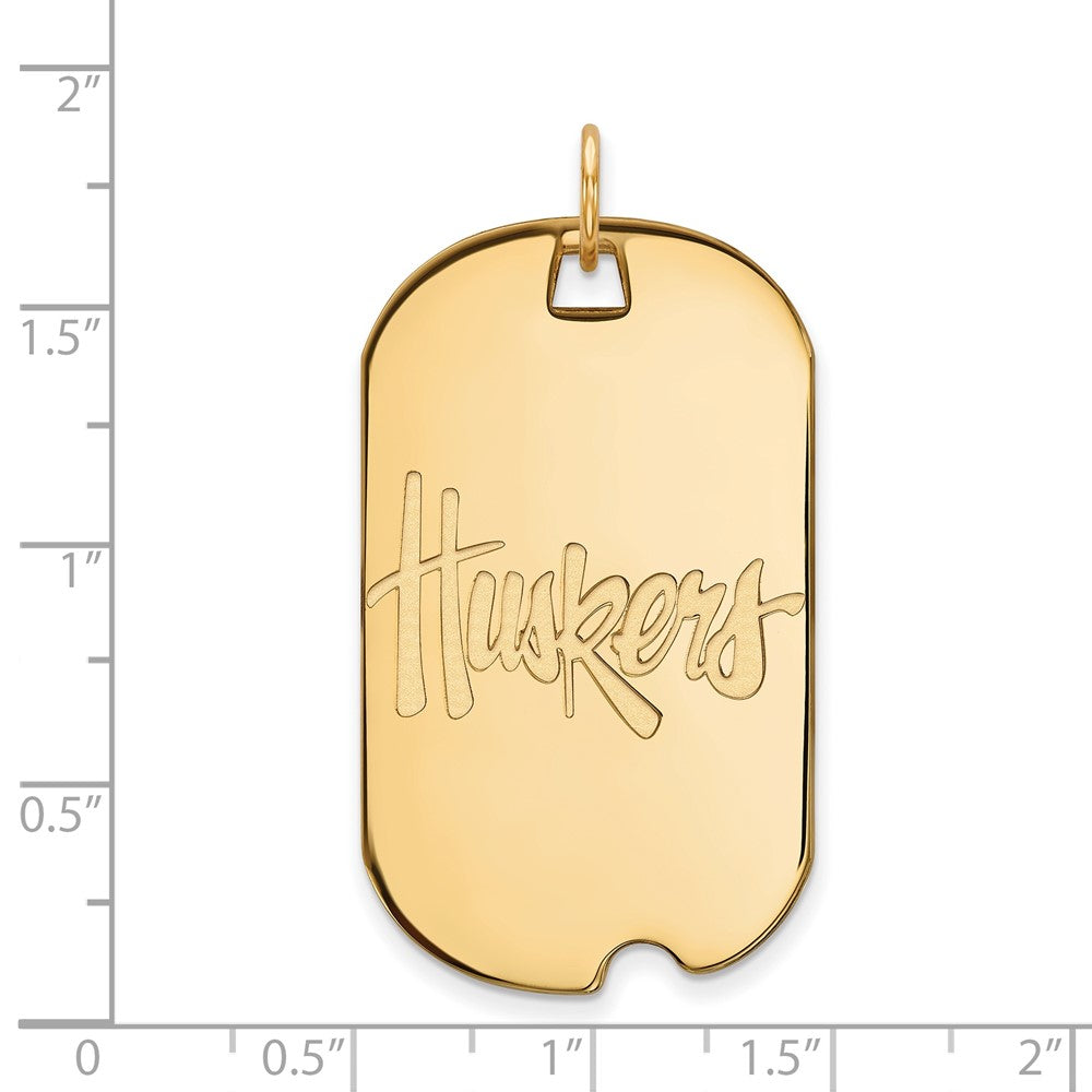 14K Yellow Gold Logoart University Of Nebraska Huskers Large Dog Tag Pendant