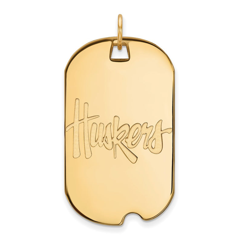 Gold Plated Sterling Silver Logoart University Of Nebraska Huskers Large Dog Tag Pendant