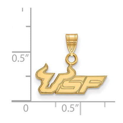 Gold Plated Sterling Silver Logoart University Of South Florida U S F Small Pendant