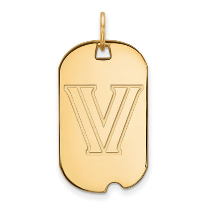14K Yellow Gold Logoart Villanova University Letter V Small Dog Tag Pendant