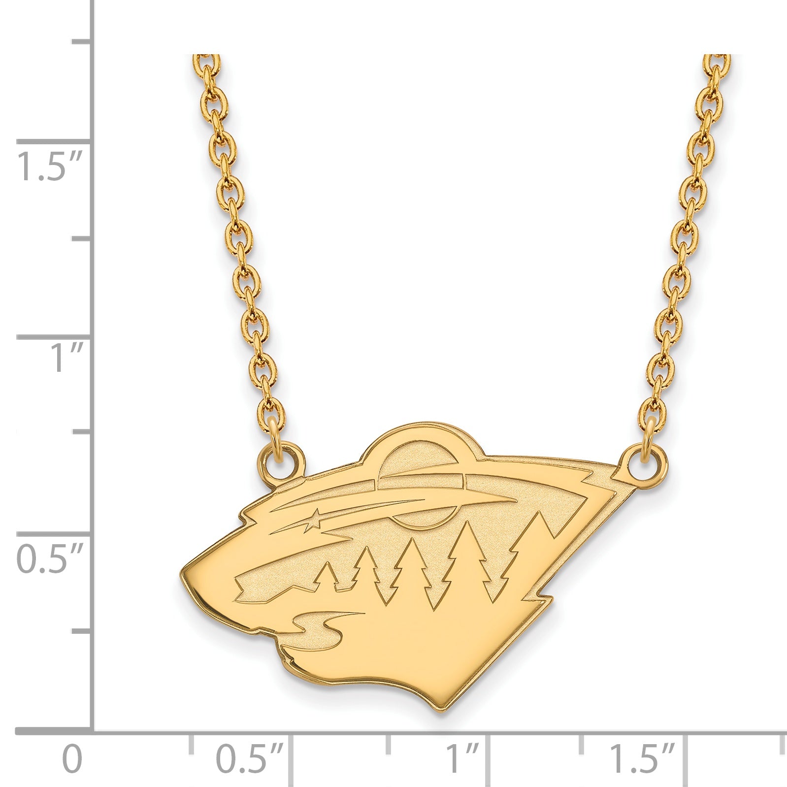 10K Yellow Gold Nhl Logoart Minnesota Wild Large Pendant 18 Inch Necklace