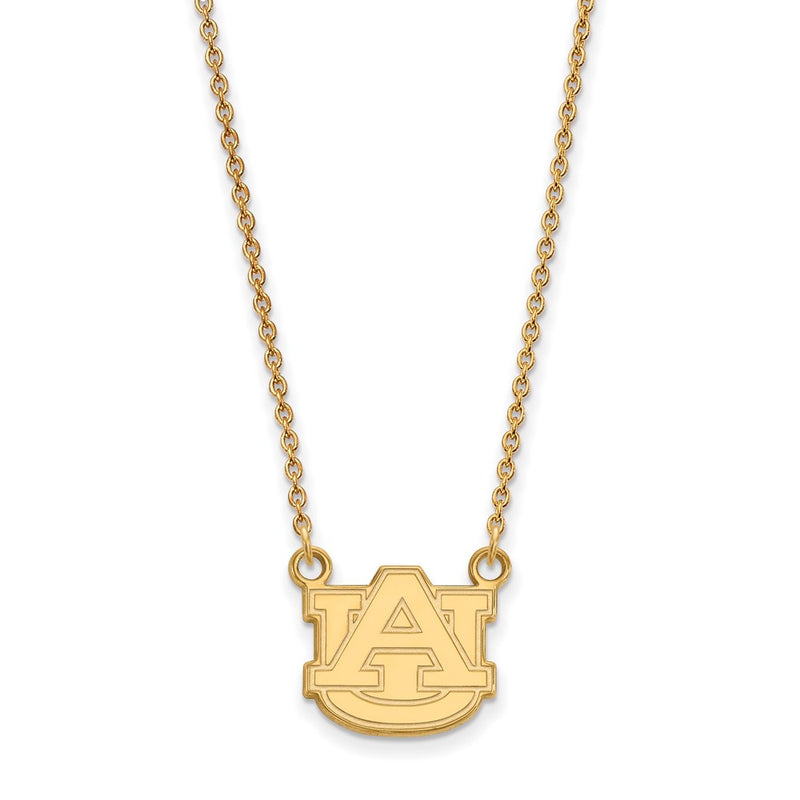 Gold Plated Sterling Silver Logoart Auburn University Small Pendant 18 Inch Necklace