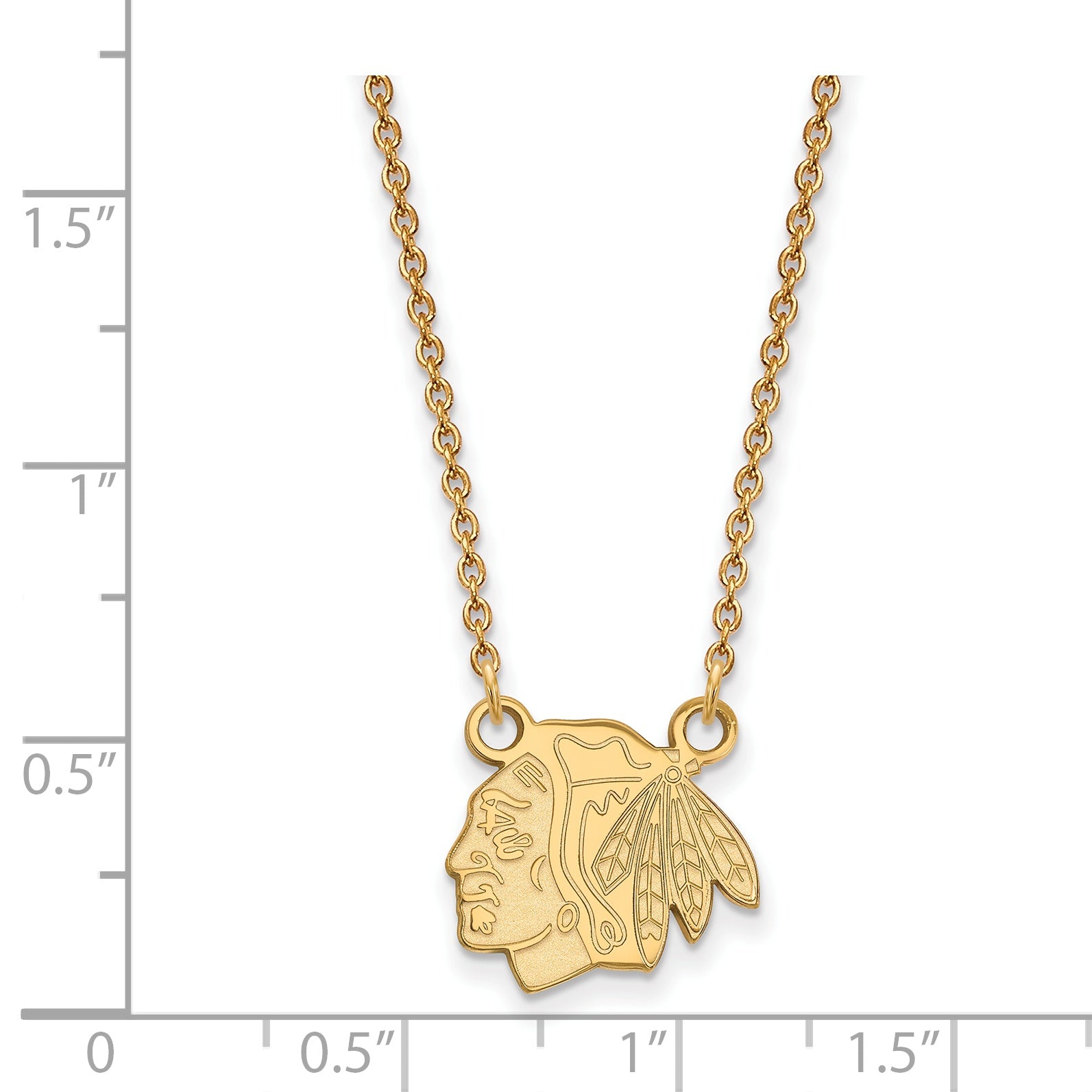 10K Yellow Gold Nhl Logoart Chicago Blackhawks Small Pendant 18 Inch Necklace