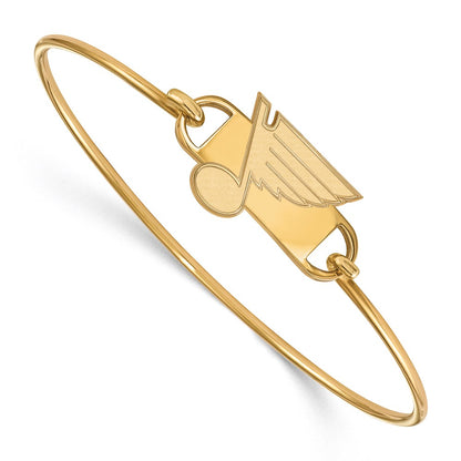 Gold Plated Sterling Silver Nhl Logoart St. Louis Blues Small Center 7 Inch Wire Bangle
