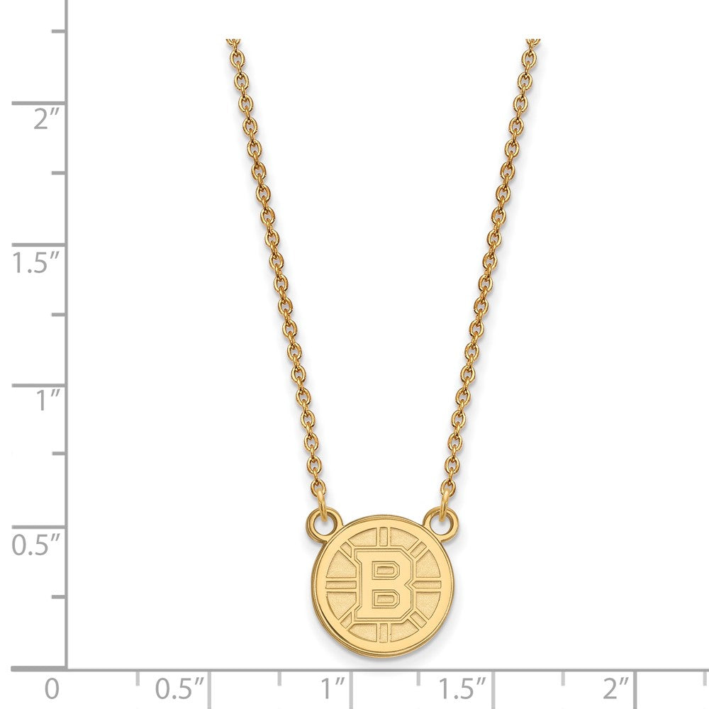 Gold Plated Sterling Silver Nhl Logoart Boston Bruins Small Pendant 18 Inch Necklace