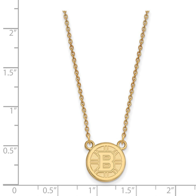 Gold Plated Sterling Silver Nhl Logoart Boston Bruins Small Pendant 18 Inch Necklace