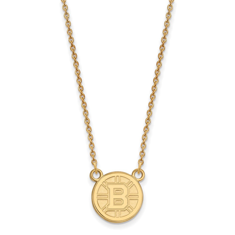 Gold Plated Sterling Silver Nhl Logoart Boston Bruins Small Pendant 18 Inch Necklace