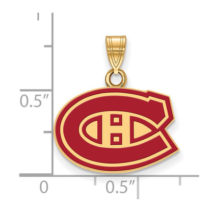 Gold Plated Sterling Silver Nhl Logoart Montreal Canadiens Small Enameled Pendant